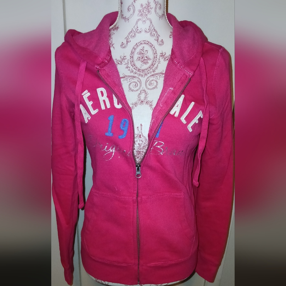 Aeropostale Dark Pink Women's Hoodie Perfect From The 2000s